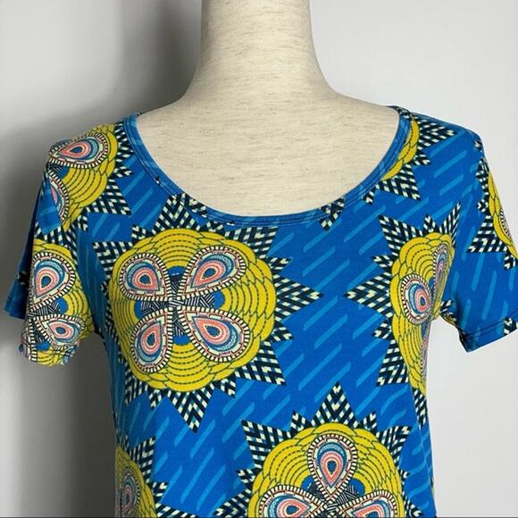Lularoe Classic T Womens Top Butterfly Abstract Blue Yellow XXS - Picture 2 of 11